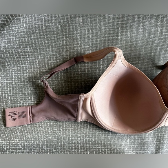 SOMA Stunning Support, Geo Lace Balconette Bra 34G in Dusty Pink - Picture 11 of 12